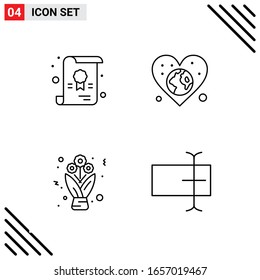 Pixle Perfect Set of 4 Line Icons. Outline Icon Set for Webite Designing and Mobile Applications Interface.