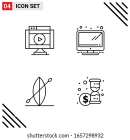 Pixle Perfect Set of 4 Line Icons. Outline Icon Set for Webite Designing and Mobile Applications Interface.