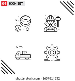 Pixle Perfect Set de 4 Iconos de Línea. Conjunto de iconos de esquema para diseño de sitio web e interfaz de aplicaciones móviles.