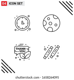 Pixle Perfect Set of 4 Line Icons. Outline Icon Set for Webite Designing and Mobile Applications Interface.