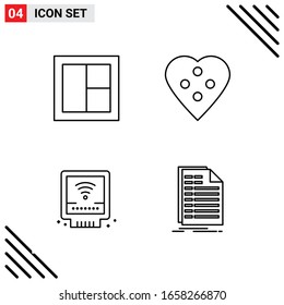 Pixle Perfect Set of 4 Line Icons. Outline Icon Set for Webite Designing and Mobile Applications Interface.