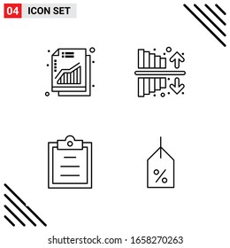 Pixle Perfect Set of 4 Line Icons. Outline Icon Set for Webite Designing and Mobile Applications Interface.