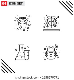Pixle Perfect Set of 4 Line Icons. Outline Icon Set for Webite Designing and Mobile Applications Interface.