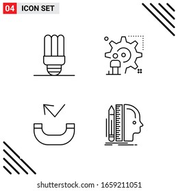 Pixle Perfect Set of 4 Line Icons. Outline Icon Set for Webite Designing and Mobile Applications Interface.