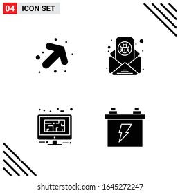 Pixle Perfect Set of 4 Solid Icons. Glyph Icon Set for Webite Designing and Mobile Applications Interface.