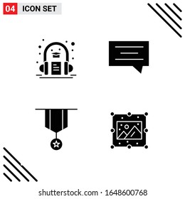 Pixle Perfect Set of 4 Solid Icons. Glyph Icon Set for Webite Designing and Mobile Applications Interface.