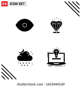 Pixle Perfect Set of 4 Solid Icons. Glyph Icon Set for Webite Designing and Mobile Applications Interface.