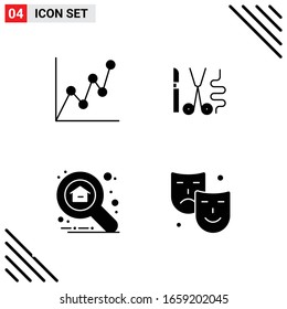 Pixle Perfect Set of 4 Solid Icons. Glyph Icon Set for Webite Designing and Mobile Applications Interface.