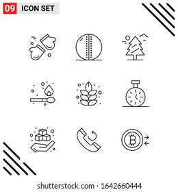 Pixle Perfect Set of 9 Line Icons. Outline Icon Set for Webite Designing and Mobile Applications Interface.