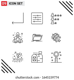 Pixle Perfect Set de 9 Iconos de Línea. Conjunto de iconos de esquema para diseño de sitio web e interfaz de aplicaciones móviles.