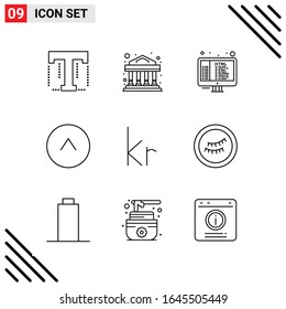 Pixle Perfect Set of 9 Line Icons. Outline Icon Set for Webite Designing and Mobile Applications Interface.