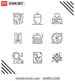 Pixle Perfect Set of 9 Line Icons. Outline Icon Set for Webite Designing and Mobile Applications Interface.