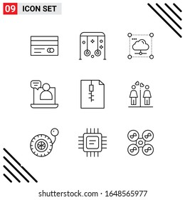 Pixle Perfect Set of 9 Line Icons. Outline Icon Set for Webite Designing and Mobile Applications Interface.