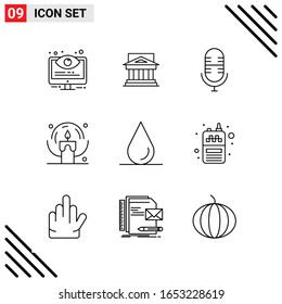 Pixle Perfect Set of 9 Line Icons. Outline Icon Set for Webite Designing and Mobile Applications Interface.