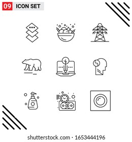 Pixle Perfect Set de 9 Iconos de Línea. Conjunto de iconos de esquema para diseño de sitio web e interfaz de aplicaciones móviles.