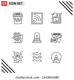 Pixle Perfect Set of 9 Line Icons. Outline Icon Set for Webite Designing and Mobile Applications Interface.
