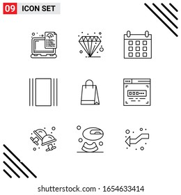 Pixle Perfect Set of 9 Line Icons. Outline Icon Set for Webite Designing and Mobile Applications Interface.