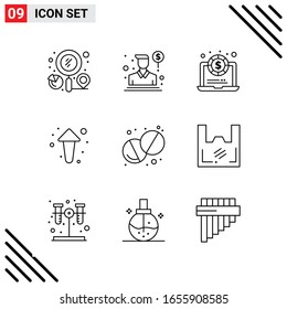 Pixle Perfect Set of 9 Line Icons. Outline Icon Set for Webite Designing and Mobile Applications Interface.