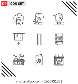 Pixle Perfect Set of 9 Line Icons. Outline Icon Set for Webite Designing and Mobile Applications Interface.
