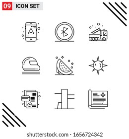 Pixle Perfect Set of 9 Line Icons. Outline Icon Set for Webite Designing and Mobile Applications Interface.