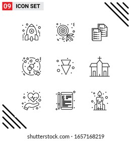 Pixle Perfect Set de 9 Iconos de Línea. Conjunto de iconos de esquema para diseño de sitio web e interfaz de aplicaciones móviles.