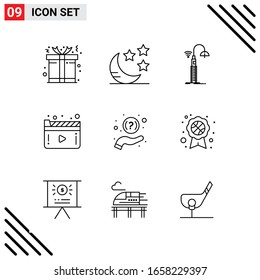 Pixle Perfect Set mit 9 Line Icons. Umriss-Icon-Set für Webite-Designs und mobile Anwendungen-Schnittstelle.