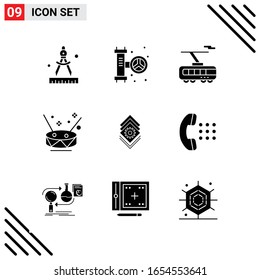 Pixle Perfect Set of 9 Solid Icons. Glyph Icon Set for Webite Designing and Mobile Applications Interface.