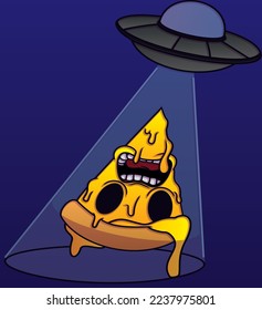 pizza abducted by UFO vector