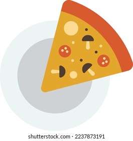 Pizza from above illustration in minimal style isolated on background