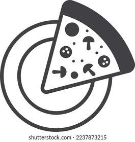 Pizza from above illustration in minimal style isolated on background