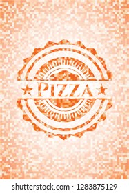 Pizza abstract orange mosaic emblem
