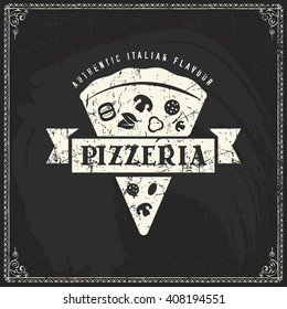 Pizza Abstract Shop Slice Icon Vector Chalkboard Vector Design Elements Template For Logo Label Of Pizza Or Pizzeria On Vintage Retro Blackboard Or Chalkboard Pizza Background Pizza Logo Handcrafted P