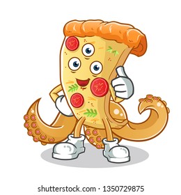pizza alien mascot vector cartoon illustration