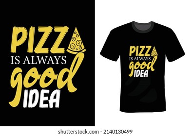 Diseño de camisetas de pizza, vintage, tipografía