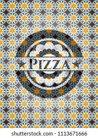  Pizza arabic emblem background. Arabesque decoration.