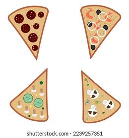 Pizza from around the world icons set, flat style.	