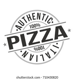 Pizza Authentic Italian Take Away Fast Food Stamp Design Vector Art.