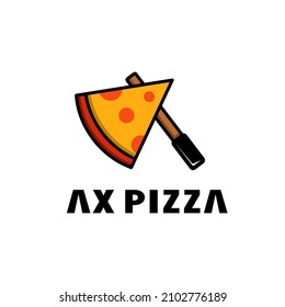 Pizza and ax combinations,in background white ,vector logo design editable