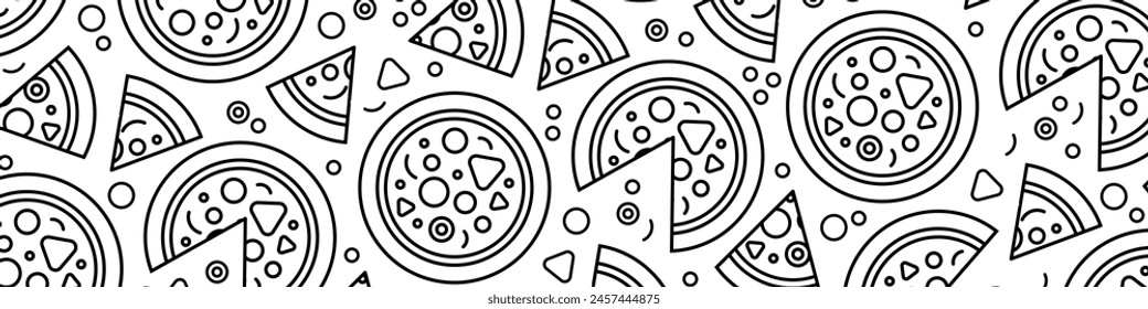 Pizza backdrop. Back line pizza pattern on white background. Vector illustration EPS 10