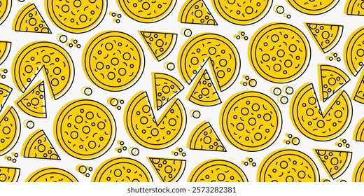 Pizza backdrop. Pizza slices pattern on white background. Vector illustration EPS 10