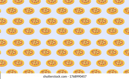 Pizza background. Junk food. Vector.