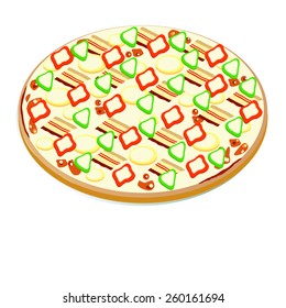 Pizza with bacon, capsicum and onion