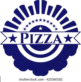 Pizza badge with denim texture