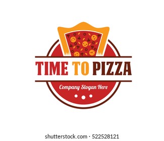 Pizza Badge Emblem Logo Design Template