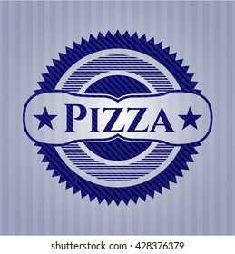 Insignia de pizza con textura jean