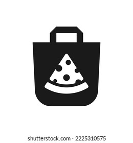 Pizza bag icon flat style isolated on white background. Vector illustration