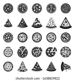 Pizza baked icons set. Simple set of pizza baked vector icons for web design on white background