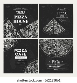 Pizza banner chalkboard design template. Banner collection. Vector illustration