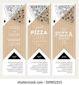 Pizza banner design template. Kind of Pizza. Banner collection. Vector illustration