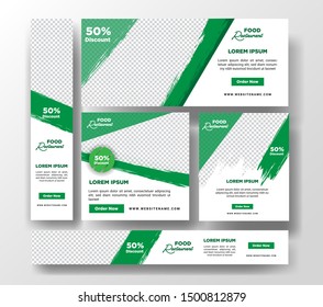 Pizza Banner Set Template, For Restaurant Food Promotion. Vector Template